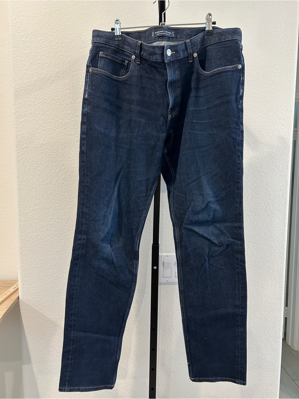 Everlane The Slim 4-Way Stretch Organic Jean Dark Blue, Size 36X34, $138 Retail